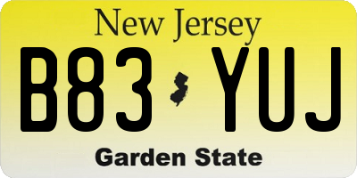 NJ license plate B83YUJ