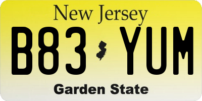 NJ license plate B83YUM