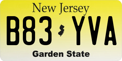 NJ license plate B83YVA