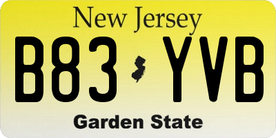 NJ license plate B83YVB