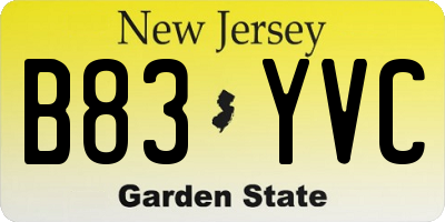 NJ license plate B83YVC