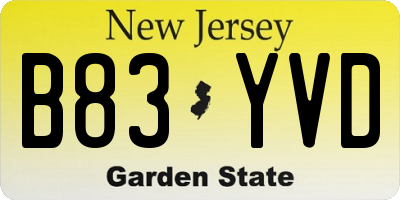 NJ license plate B83YVD