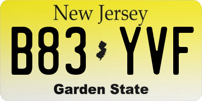 NJ license plate B83YVF