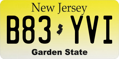 NJ license plate B83YVI