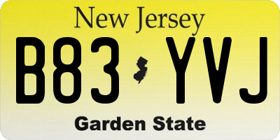 NJ license plate B83YVJ
