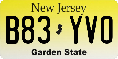 NJ license plate B83YVO
