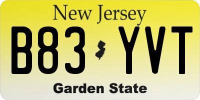 NJ license plate B83YVT