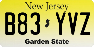 NJ license plate B83YVZ
