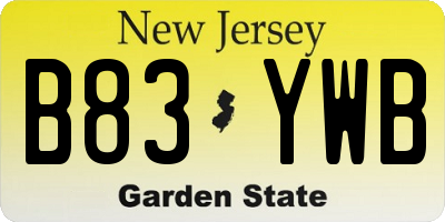 NJ license plate B83YWB