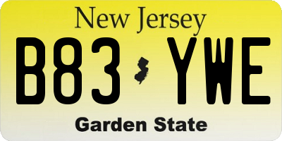 NJ license plate B83YWE
