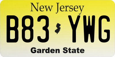 NJ license plate B83YWG