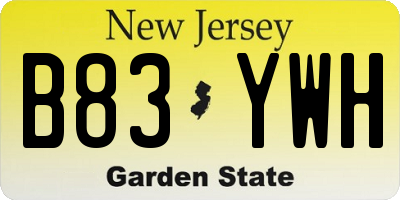 NJ license plate B83YWH
