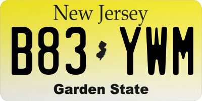 NJ license plate B83YWM