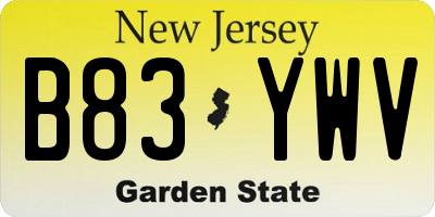 NJ license plate B83YWV