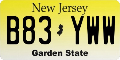 NJ license plate B83YWW