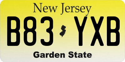 NJ license plate B83YXB