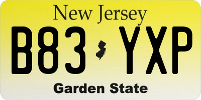 NJ license plate B83YXP