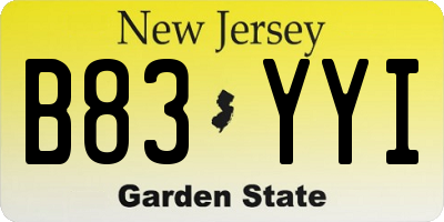 NJ license plate B83YYI