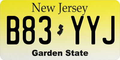 NJ license plate B83YYJ