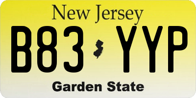 NJ license plate B83YYP