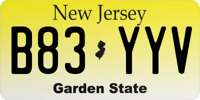 NJ license plate B83YYV
