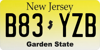 NJ license plate B83YZB