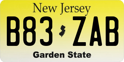 NJ license plate B83ZAB