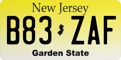 NJ license plate B83ZAF