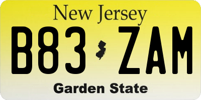 NJ license plate B83ZAM