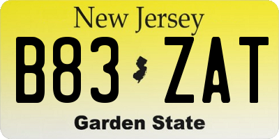 NJ license plate B83ZAT