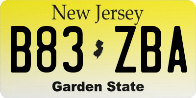 NJ license plate B83ZBA