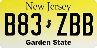 NJ license plate B83ZBB