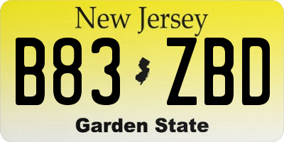 NJ license plate B83ZBD