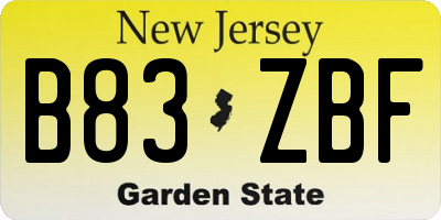 NJ license plate B83ZBF