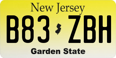 NJ license plate B83ZBH