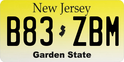 NJ license plate B83ZBM