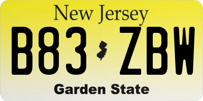 NJ license plate B83ZBW