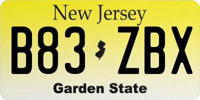 NJ license plate B83ZBX