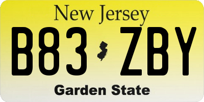 NJ license plate B83ZBY
