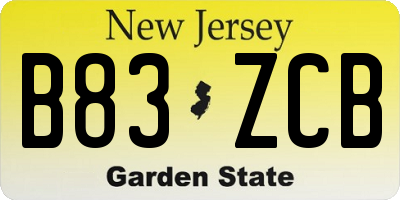 NJ license plate B83ZCB