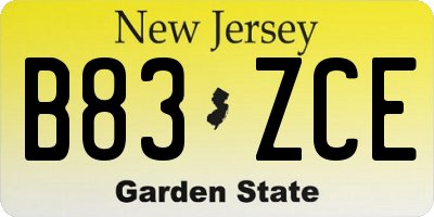 NJ license plate B83ZCE