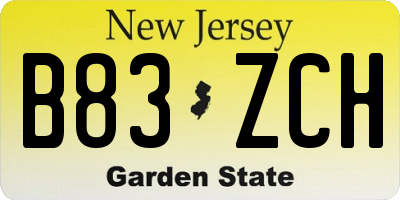 NJ license plate B83ZCH