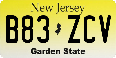 NJ license plate B83ZCV