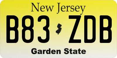 NJ license plate B83ZDB
