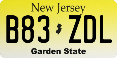 NJ license plate B83ZDL