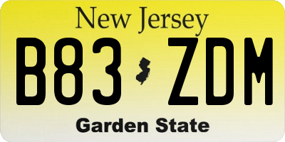 NJ license plate B83ZDM
