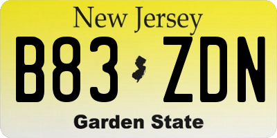 NJ license plate B83ZDN