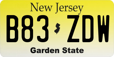 NJ license plate B83ZDW