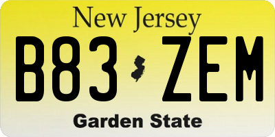 NJ license plate B83ZEM
