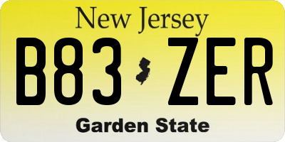 NJ license plate B83ZER